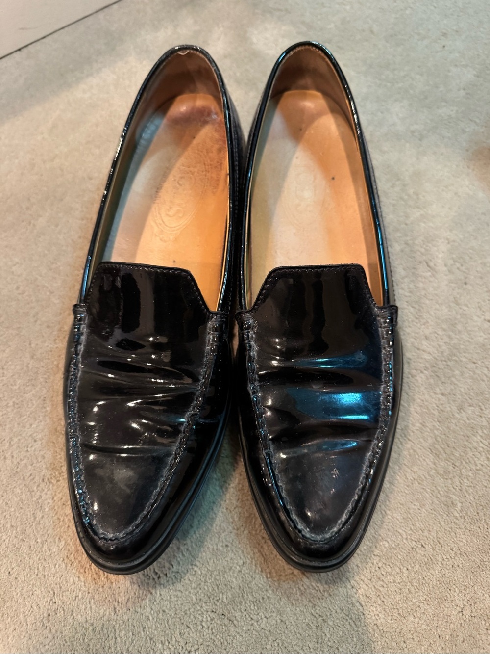 Tod's Black Patent Leather Slip-On Loafers